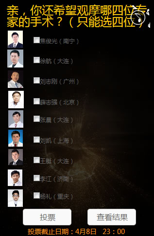 首届鼻整形美容手术演示大会备选医生投票 首届鼻整形美容手术演示大会备选医生投票