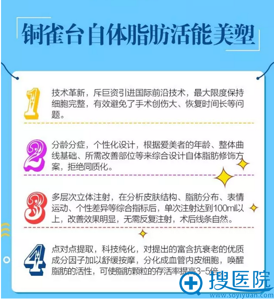 成都铜雀台整形医院自体脂肪优势 成都铜雀台整形医院自体脂肪优势