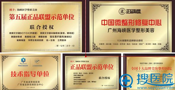 广州海峡整形医院获得荣誉证书 广州海峡整形医院获得荣誉证书