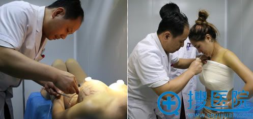 隆胸术后第2天聂云飞主任正在为我换药 隆胸术后第2天聂云飞主任正在为我换药