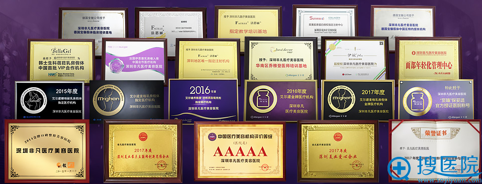 深圳非凡整形好吗?获得部分荣誉展示 深圳非凡整形好吗?获得部分荣誉展示