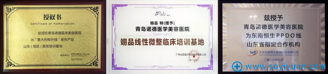 青岛诺德抗衰老荣誉证书 青岛诺德抗衰老荣誉证书