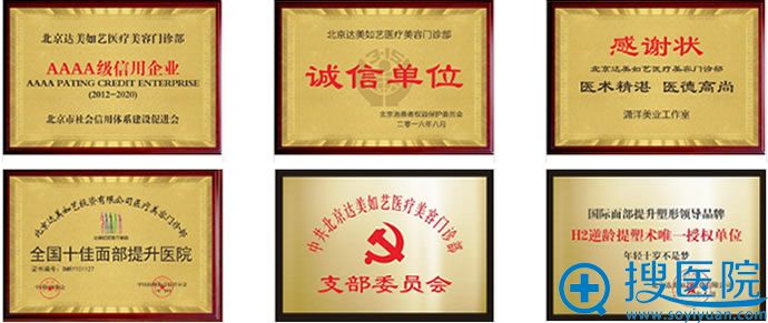北京达美如艺整形医院荣誉证书 北京达美如艺整形医院荣誉证书