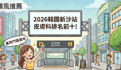 2026韓國新沙站皮膚科排名前十!Naver綜合分top3是Doctors皮膚科、德希爾皮膚科、Reone皮膚科