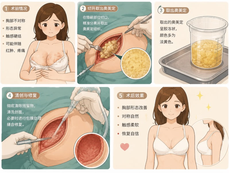 三、谭新东奥美定取出特色技术:“谭式清奥法”与生物补片修复
